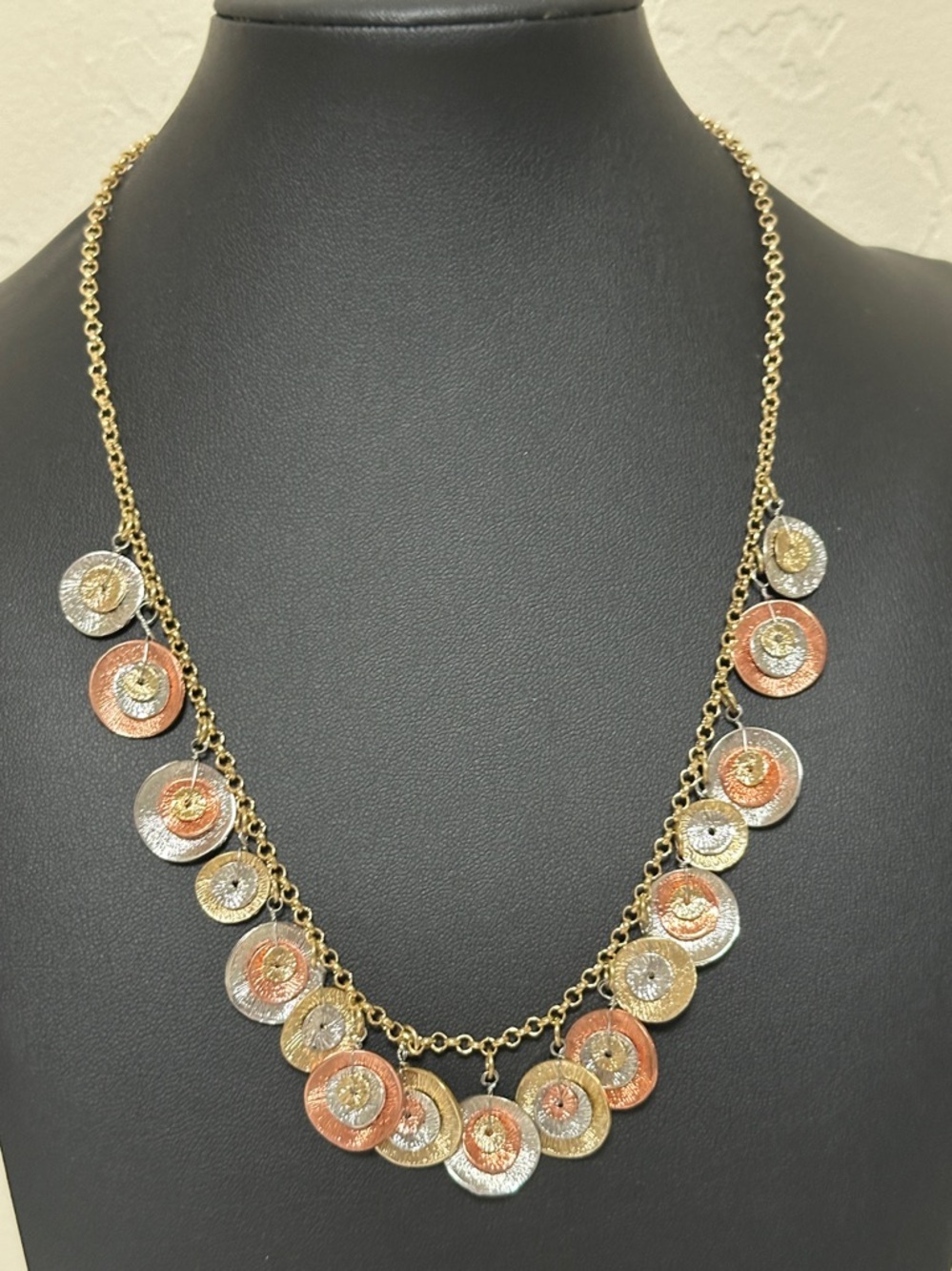 87.  Nena Three color Stacked Charm Necklace